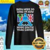 now more soutie than saffer funny design showing the flags of south africa and the united kingdom sweater