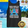 now more soutie than saffer funny design showing the flags of south africa and the united kingdom tank top
