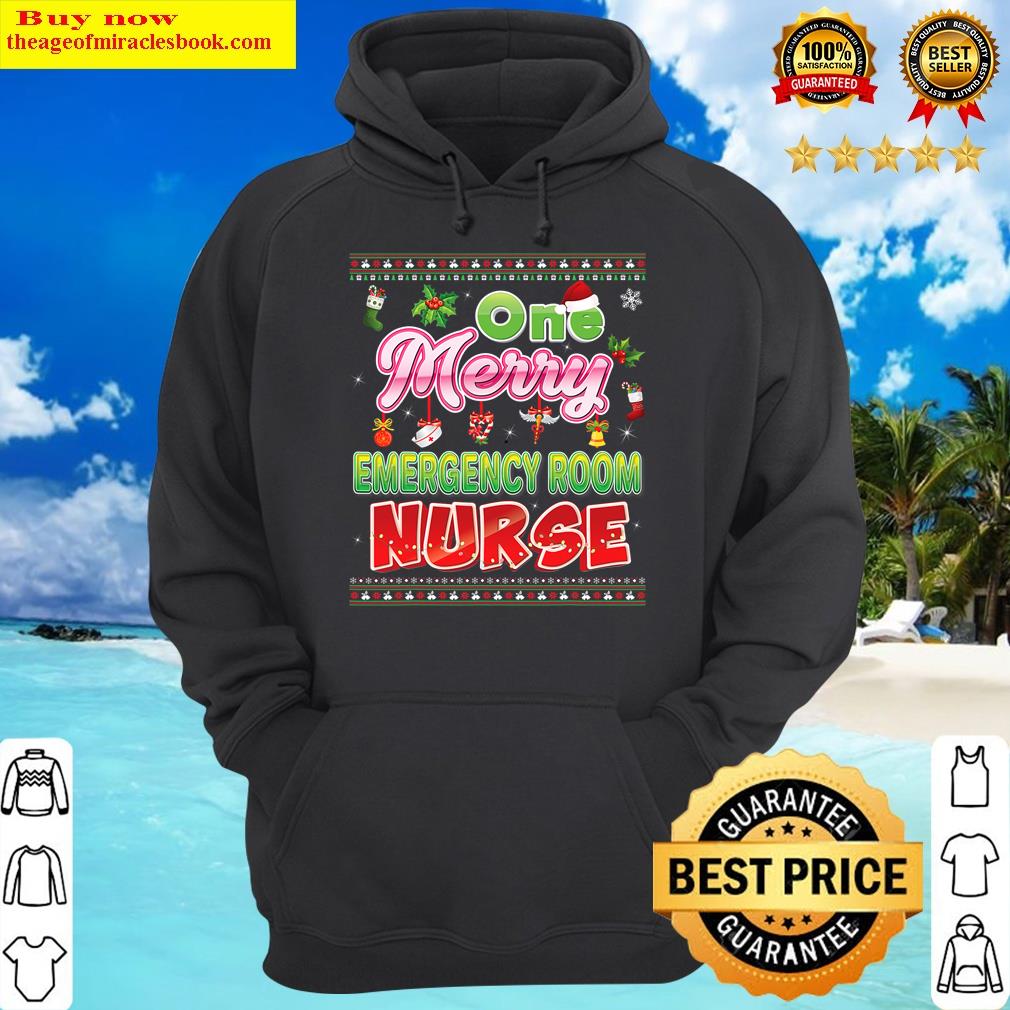 one merry emergency room nurse christmas ugly merry hoodie