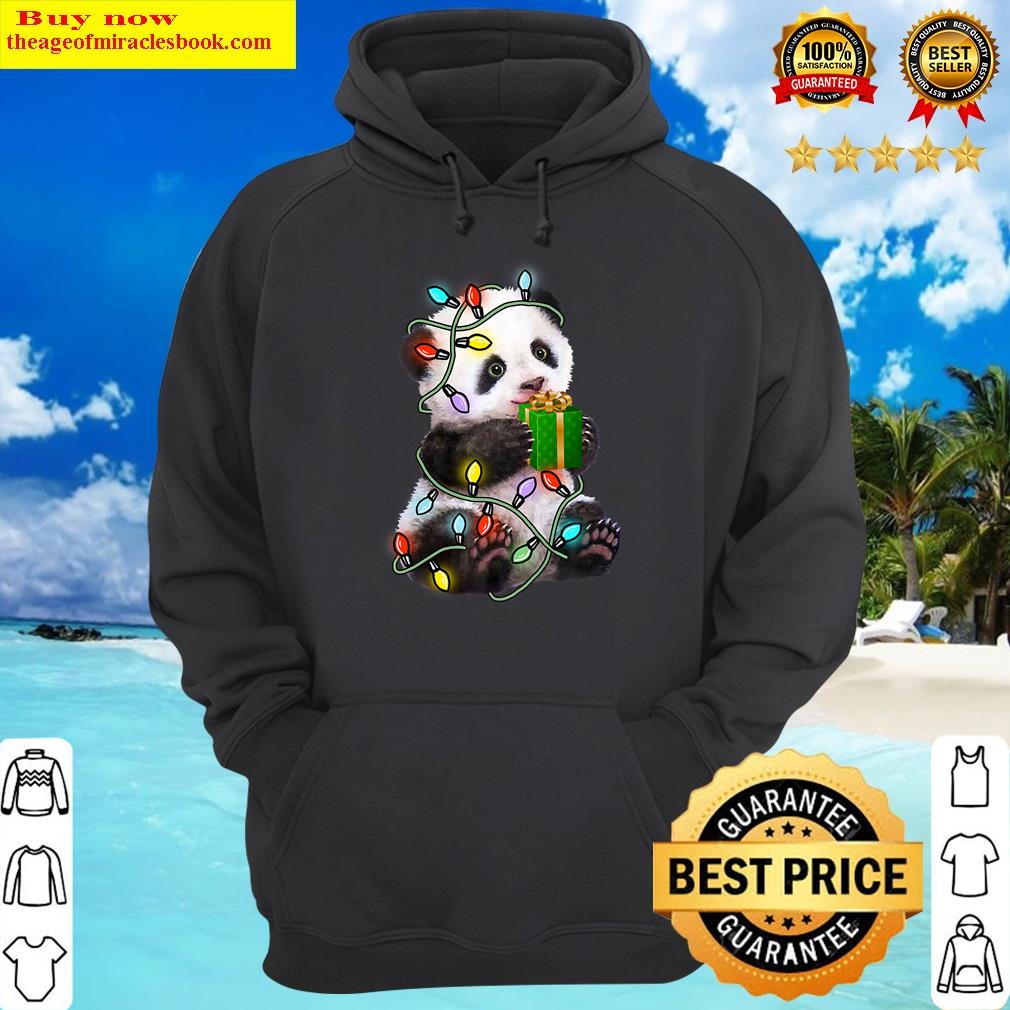 panda tree christmas lights xmas for pet lover premium hoodie