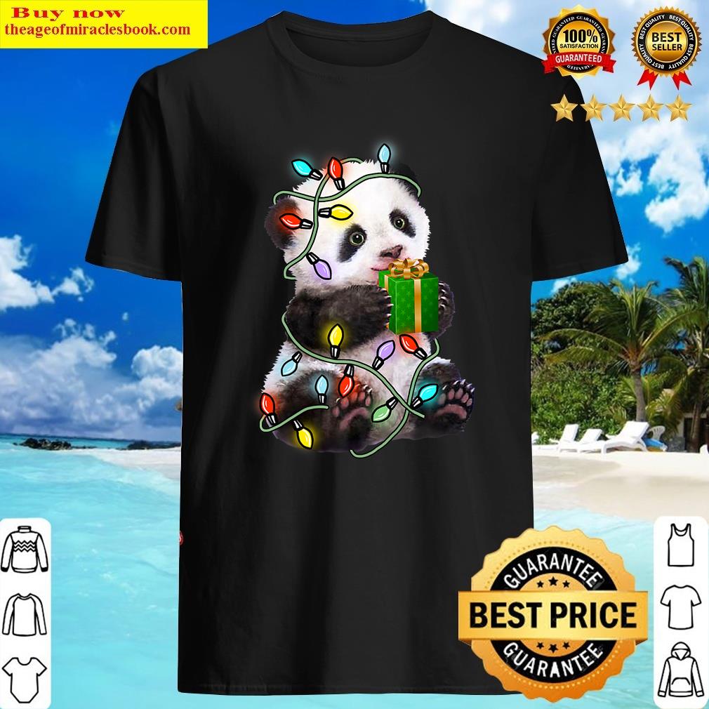 Panda Tree Christmas Lights Xmas For Pet Lover Premium Shirt