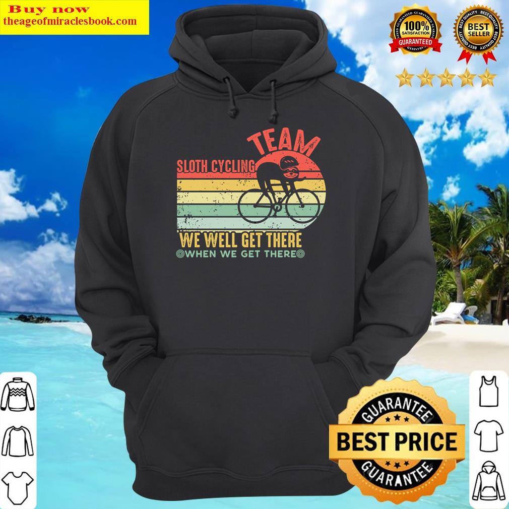 retro vintage sloth cycling team funny lazy sloth on a bike long sleeve hoodie