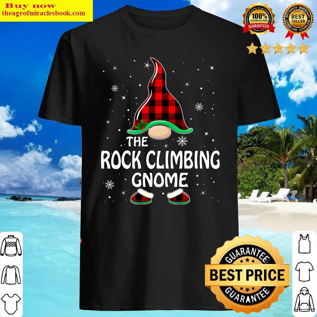 Rock Climbing Gnome Buffalo Plaid Matching Family Christmas Shirt