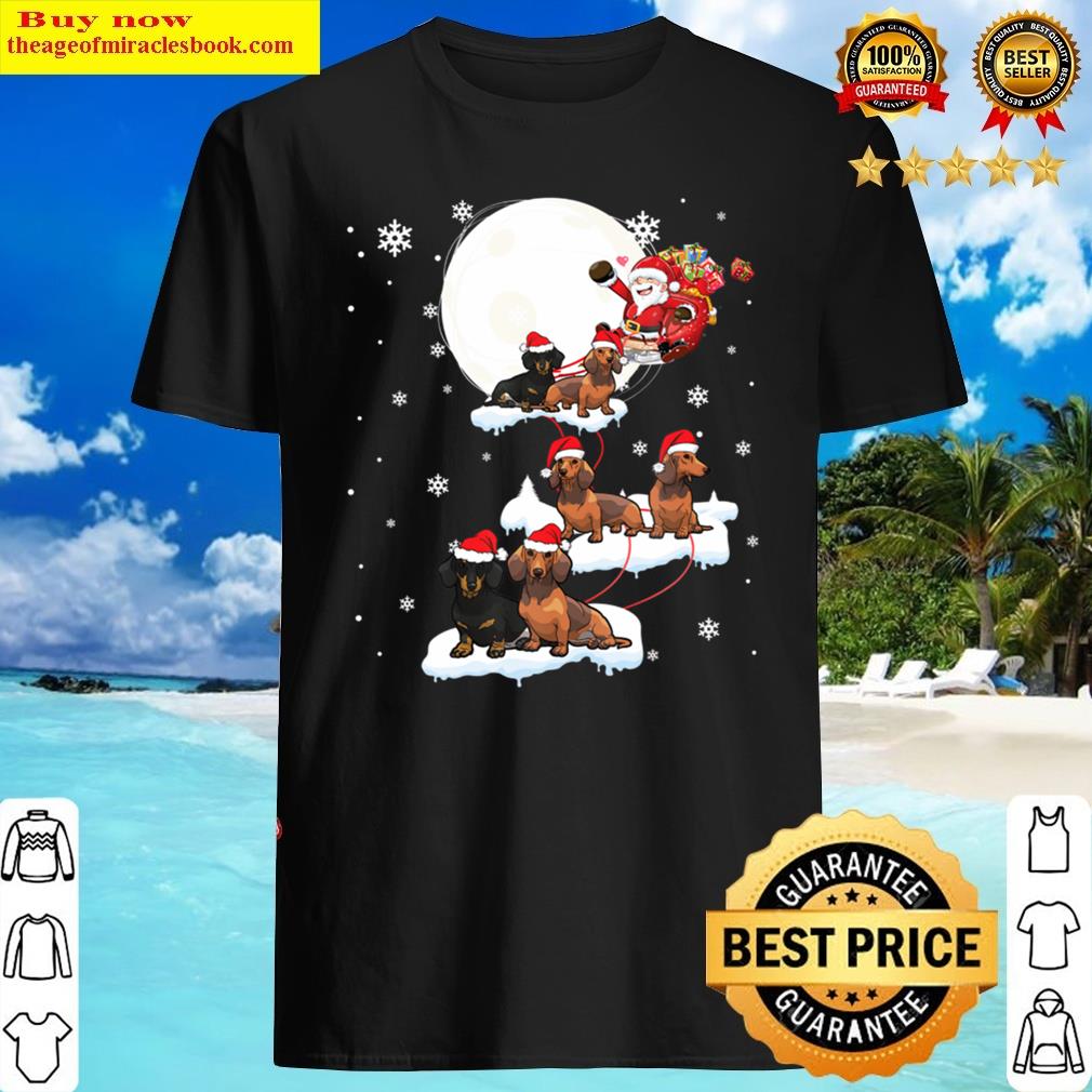 Santa Claus Riding Dachshund Dogs Christmas T Xmas Shirt