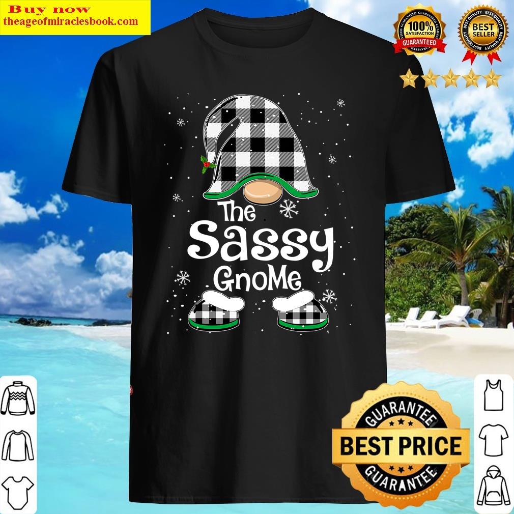 Sassy Gnome Buffalo Plaid Matching Family Christmas Pajama Shirt