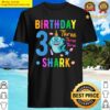 shark birthday three 3 years old 3rd birthday born in 2018 premium shirt