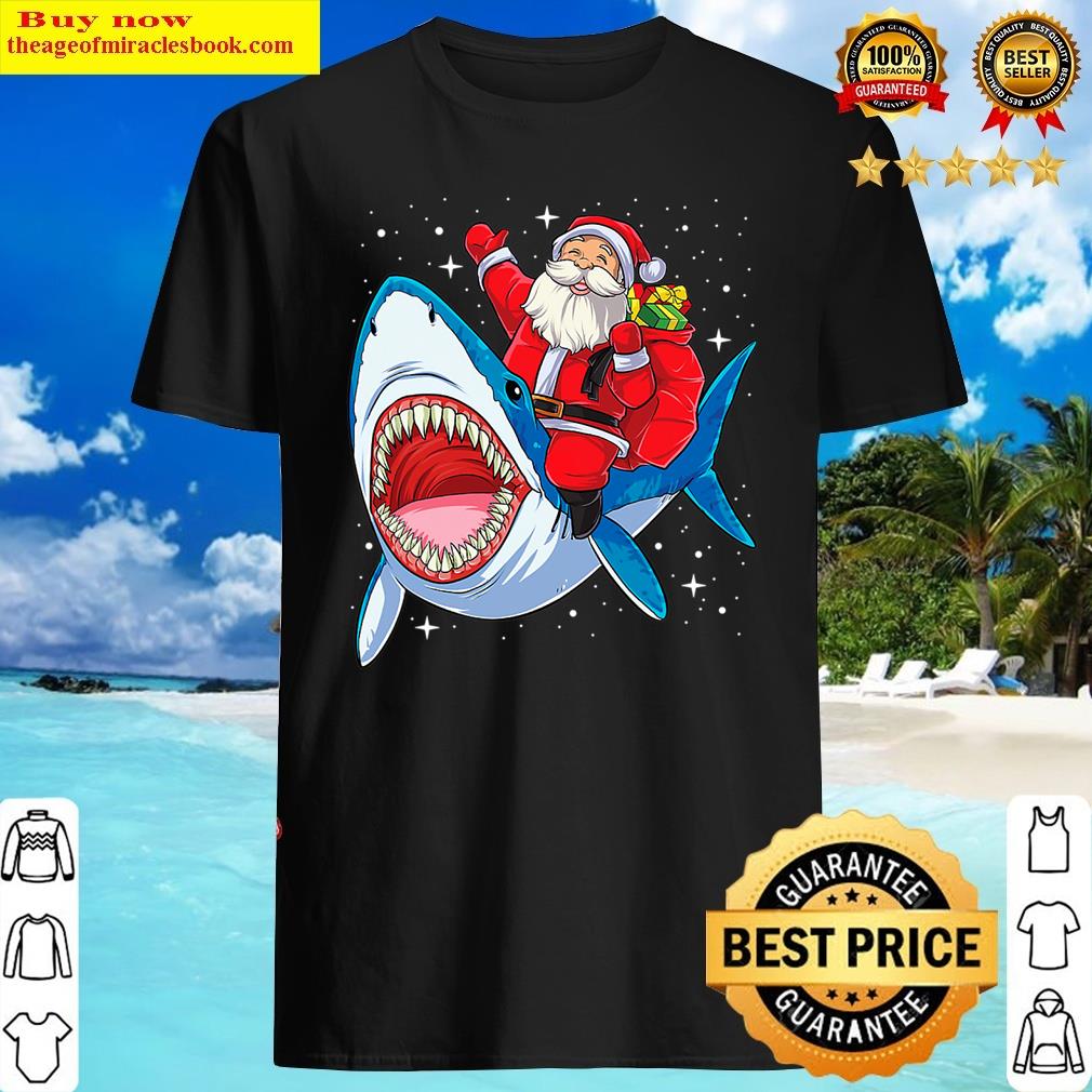 Shark Santa Christmas Pajamas Matching Family Cute Xmas Kids Shirt