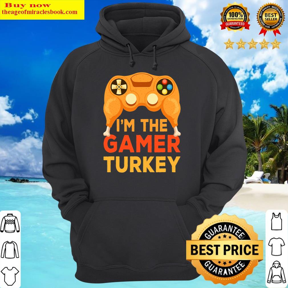 thanksgiving gamer turkey controller video gamer kids boys hoodie