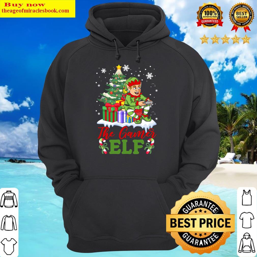 the gamer elf funny christmas boys kids teens xmas gamer hoodie