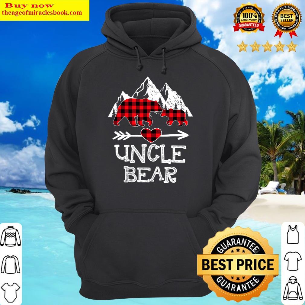 uncle bear christmas pajama red plaid buffalo family hoodie