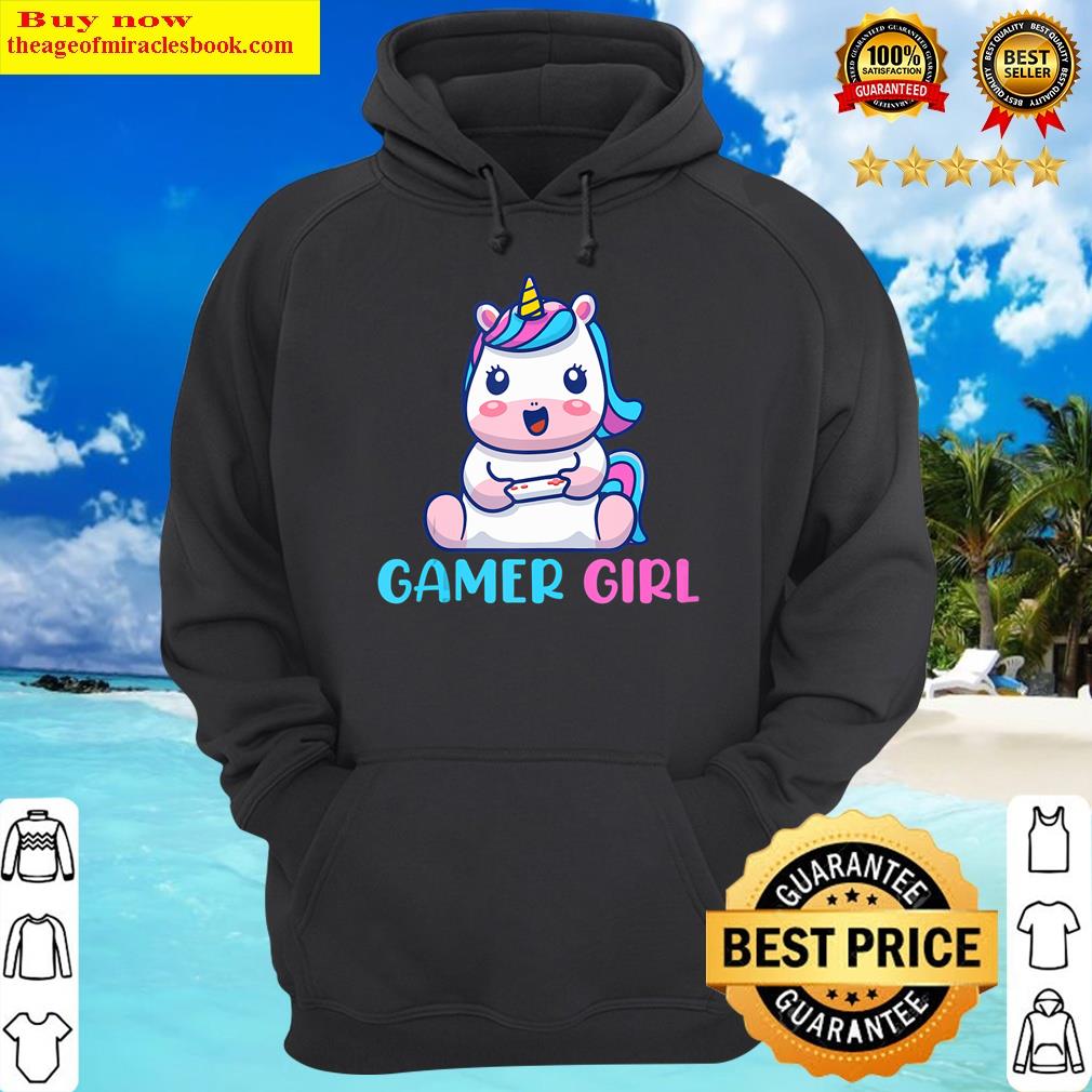 unicorn gamer girl heartbeat play video games controller tank top hoodie
