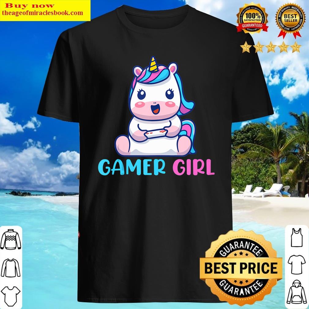 Unicorn Gamer Girl Heartbeat Play Video Games Controller Tank Top Shirt