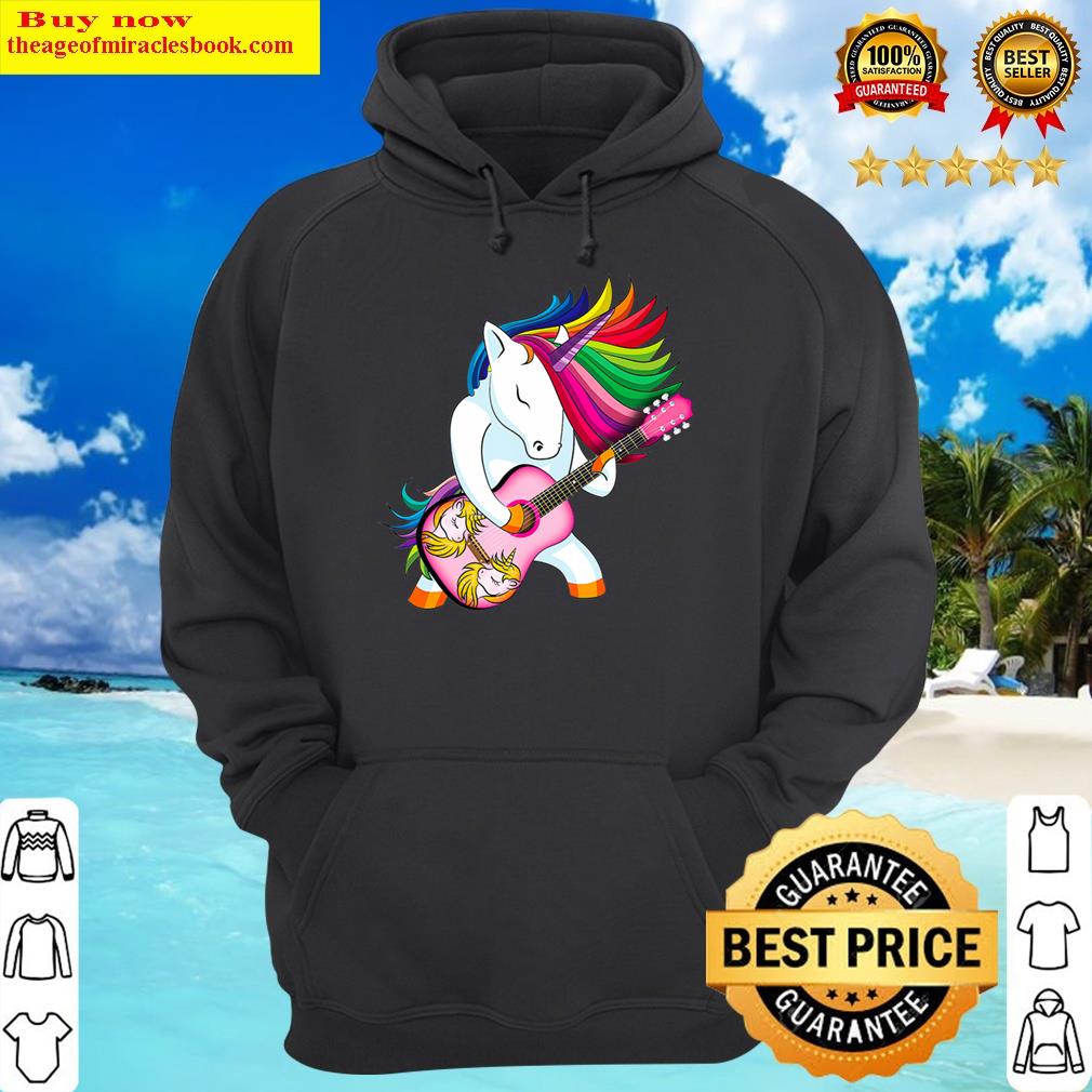 unicorn plays kids acoustic guitar hoodie