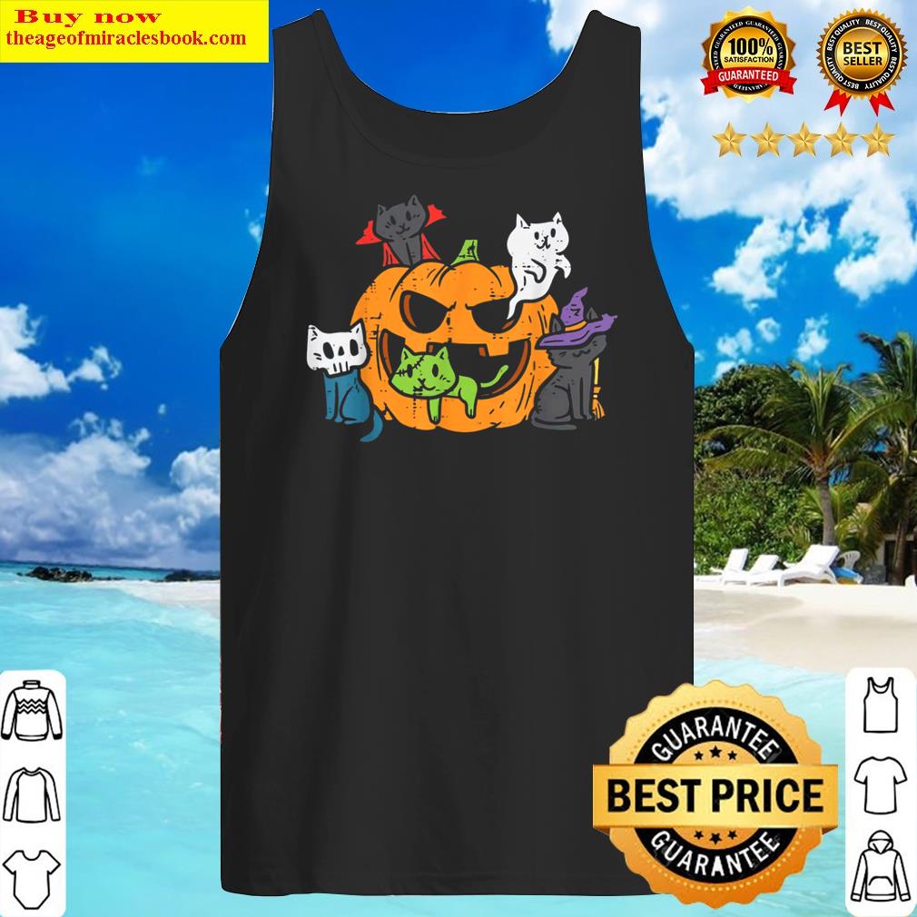 vampire ghost zombie witch cats in pumpkin cute halloween tank top
