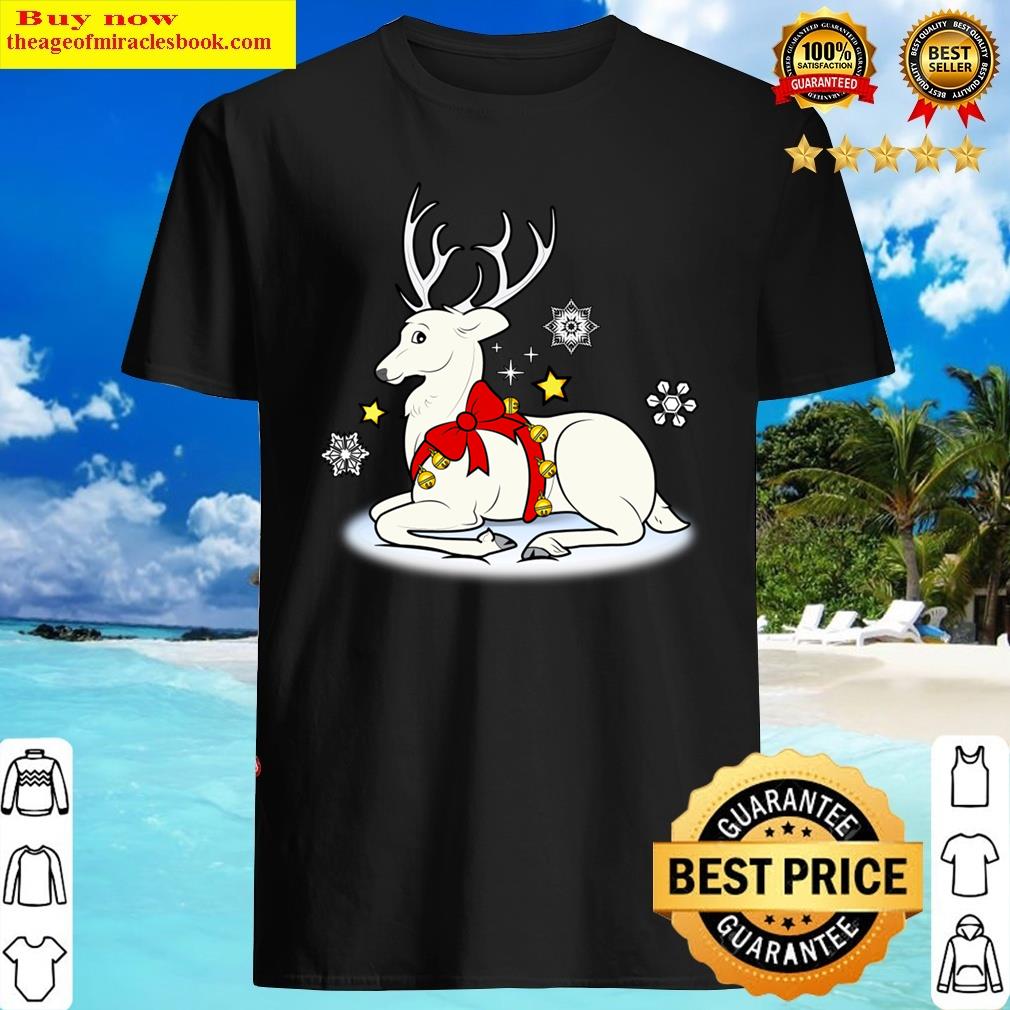 White Stag With Christmas Bells And Bow Shirt