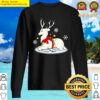 white stag with christmas bells and bow sweater