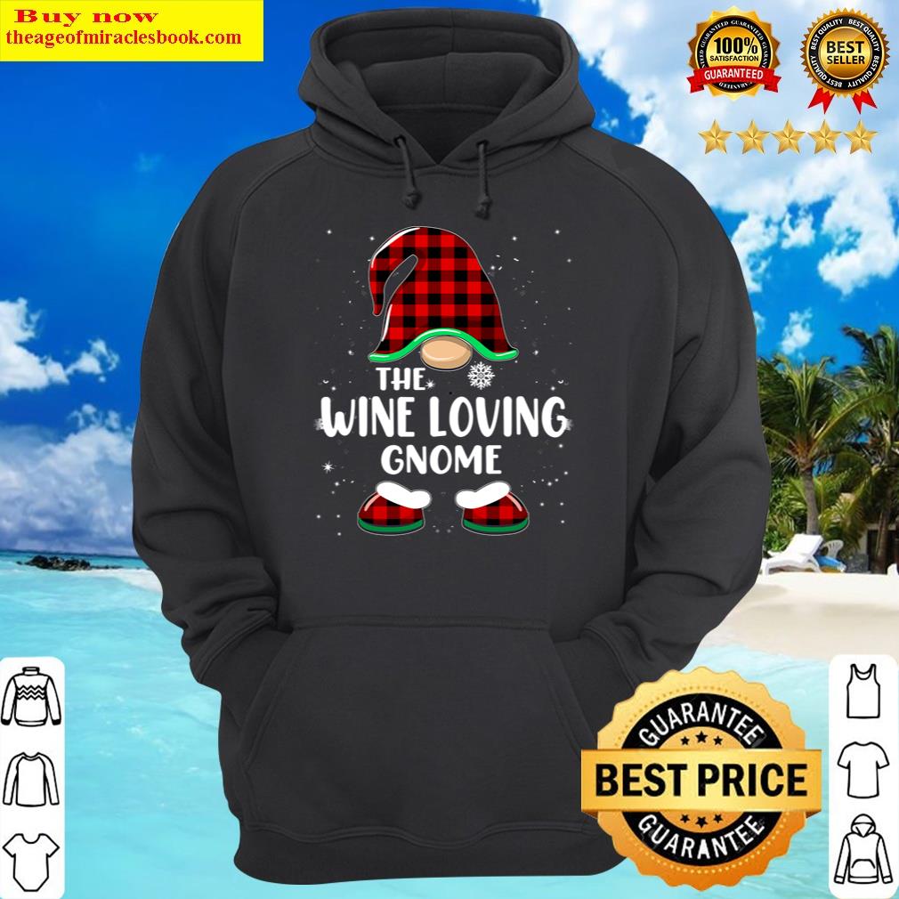 wine loving gnome buffalo plaid matching family christmas hoodie