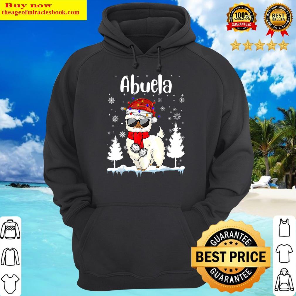 womens abuela llama funny christmas llama mom santa hat hoodie