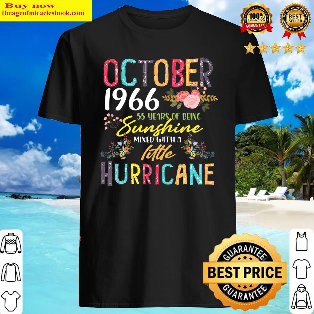 Womens Born In October 1966 55 Years Of Being Sunshine Birthday Shirt