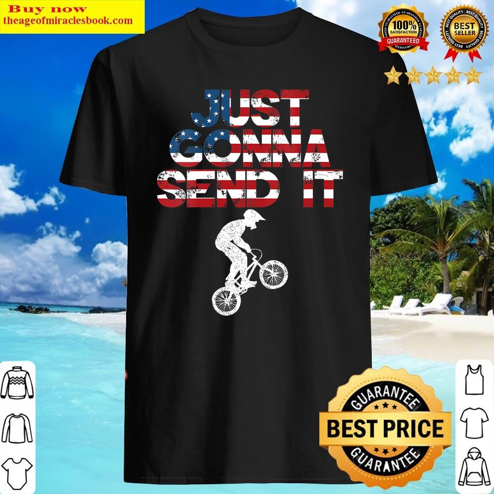 Womens Funny Just Gonna Send It Bmx Racing American Flag Biker V-neck Shirt