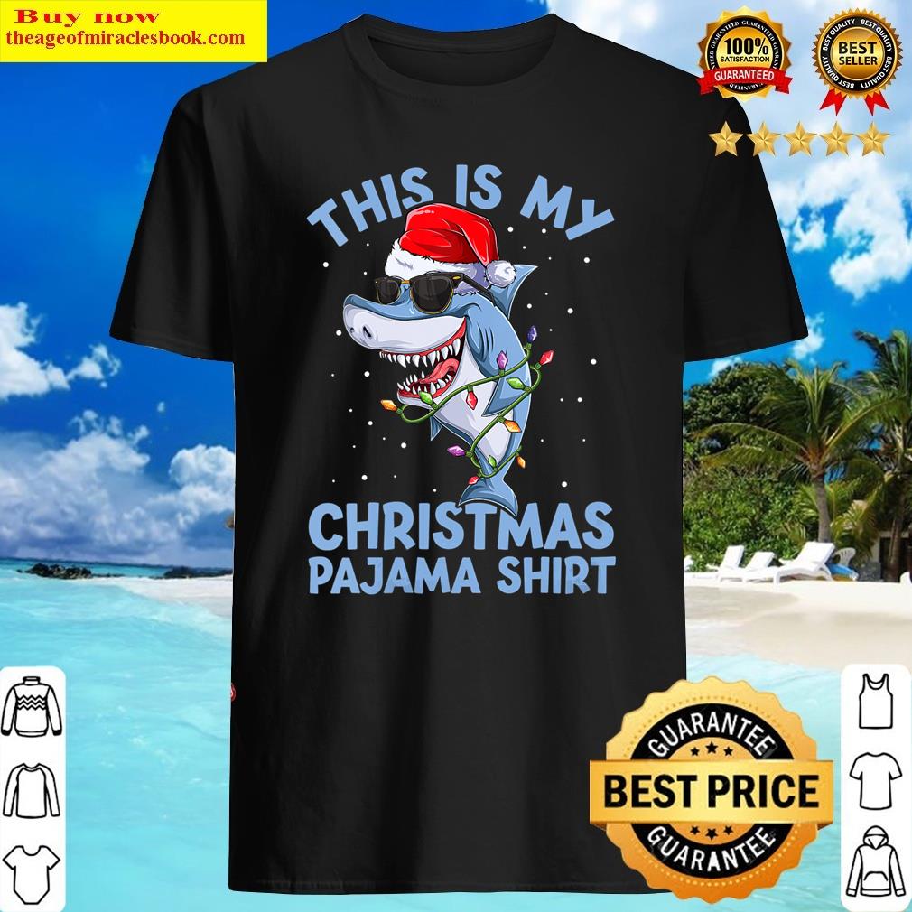 Womens Funny Santa Claus Shark Hat Christmas Apparel, Youth Boy Kid V-neck Shirt