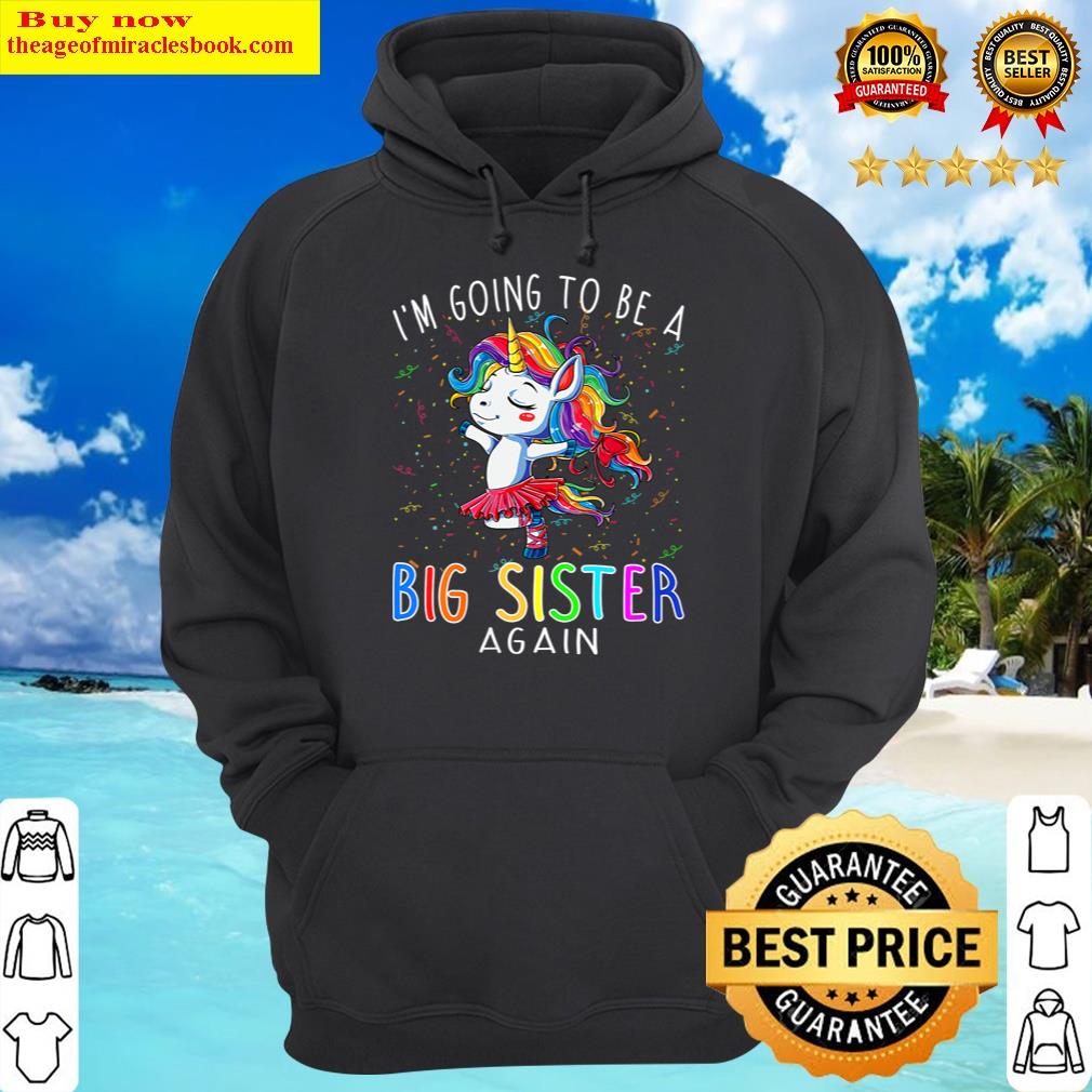 womens im going to be a big sister again unicorn v neck hoodie