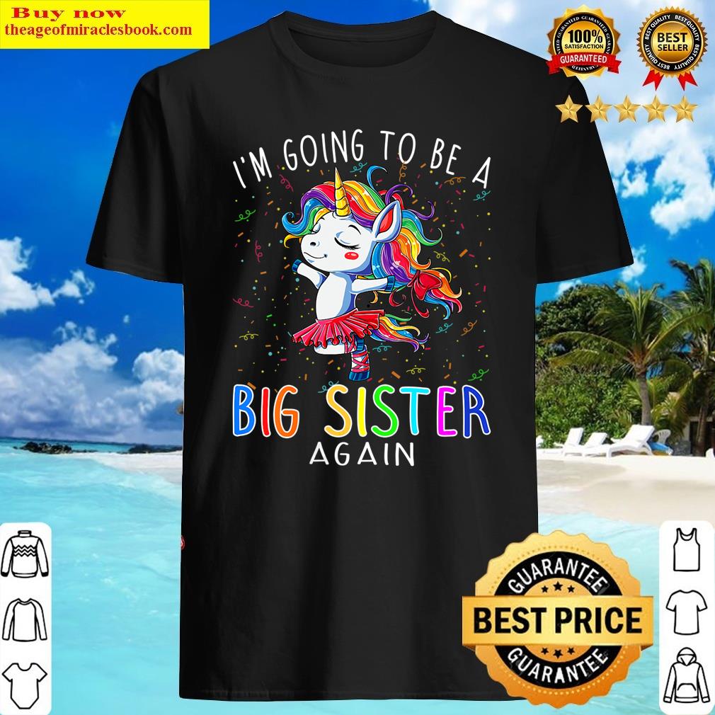 Womens I’m Going To Be A Big Sister Again Unicorn V-neck Shirt