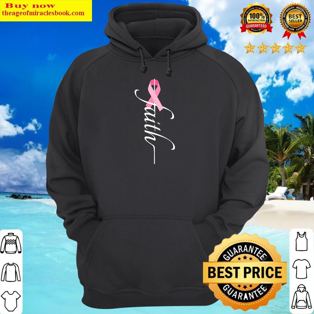 womens support pink ribbon breast cancer awareness faith fight hope v neck hoodie