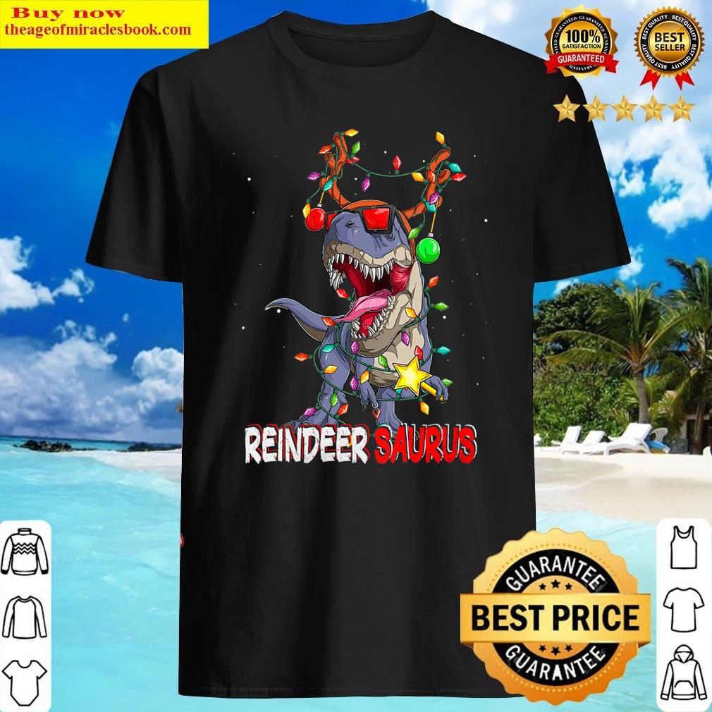 Womens T Rex Christmas – Reindeer Saurus Christmas T Rex Dinosaurs V-neck Shirt
