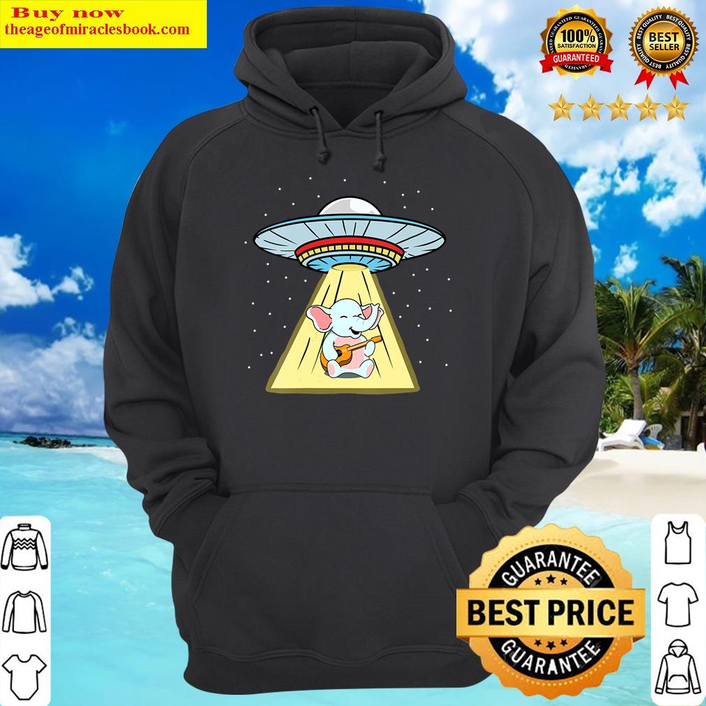 womens ufo abduction elephant playing guitar v neck hoodie