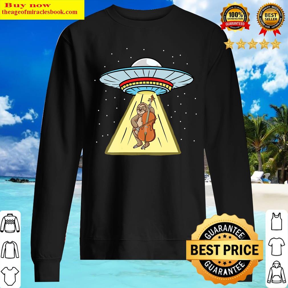womens ufo abduction sloth musician cellist v neck sweater