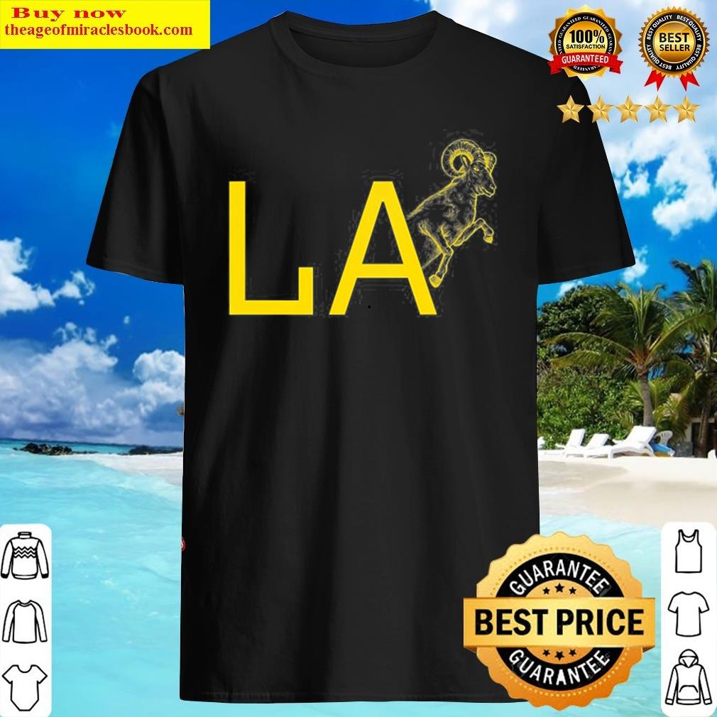 Womens Yellow Ram La Blue California Los Angeles Gifts Shirt