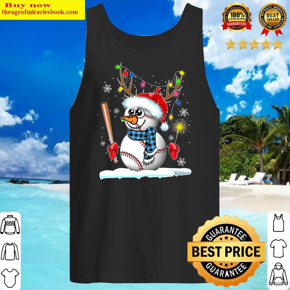 Baseball Snowman Balls Snowmies Christmas Lights Reindeer Shirt Tank Top