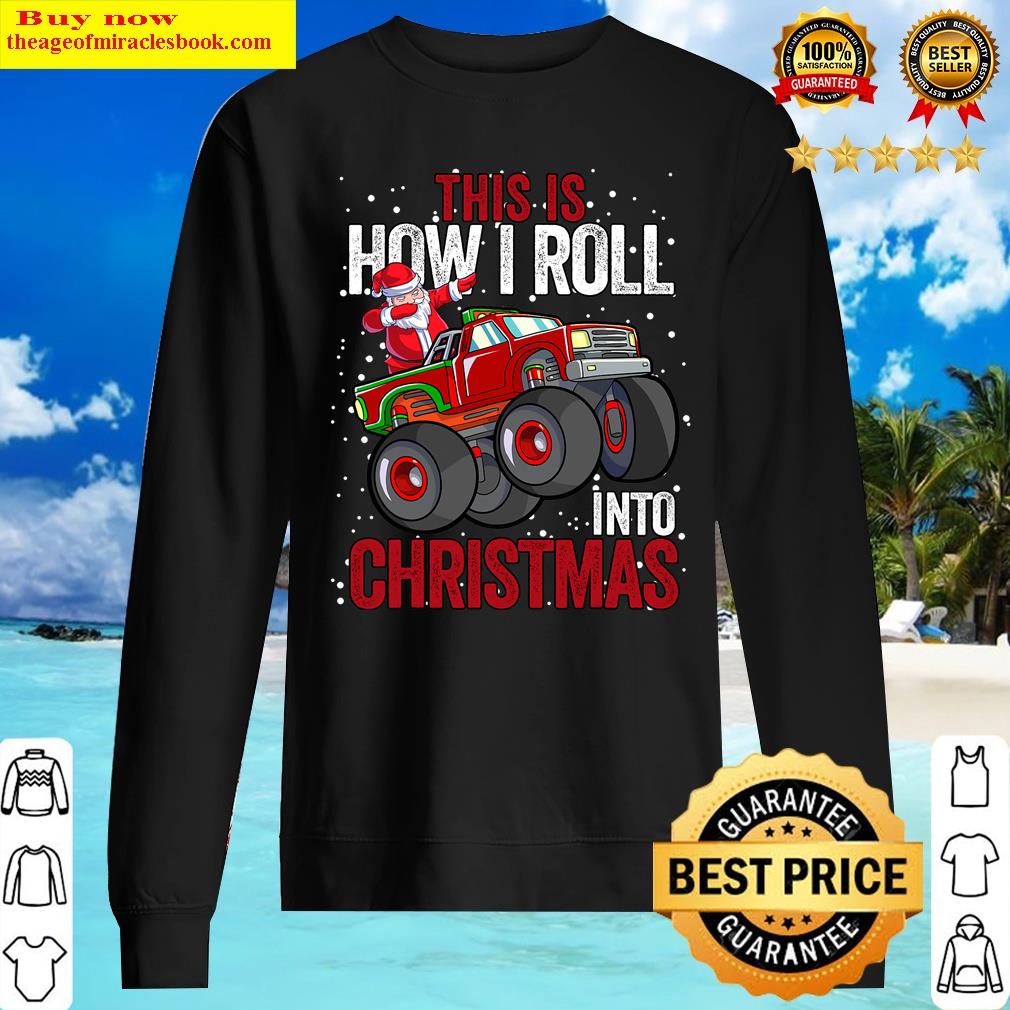 dabbing santa claus monster truck boys christmas xmas truck sweater