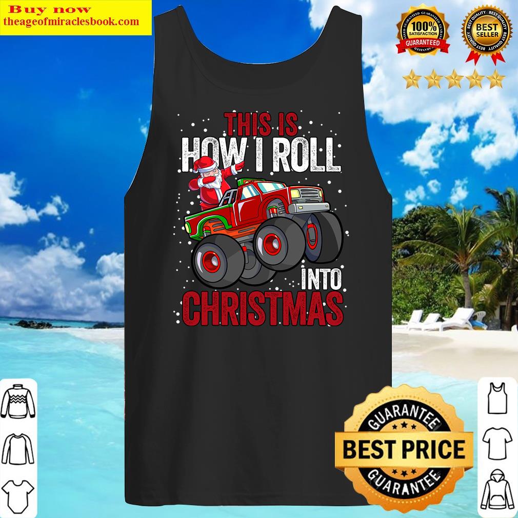 Dabbing Santa Claus Monster Truck Boys Christmas Xmas Truck Shirt Tank Top