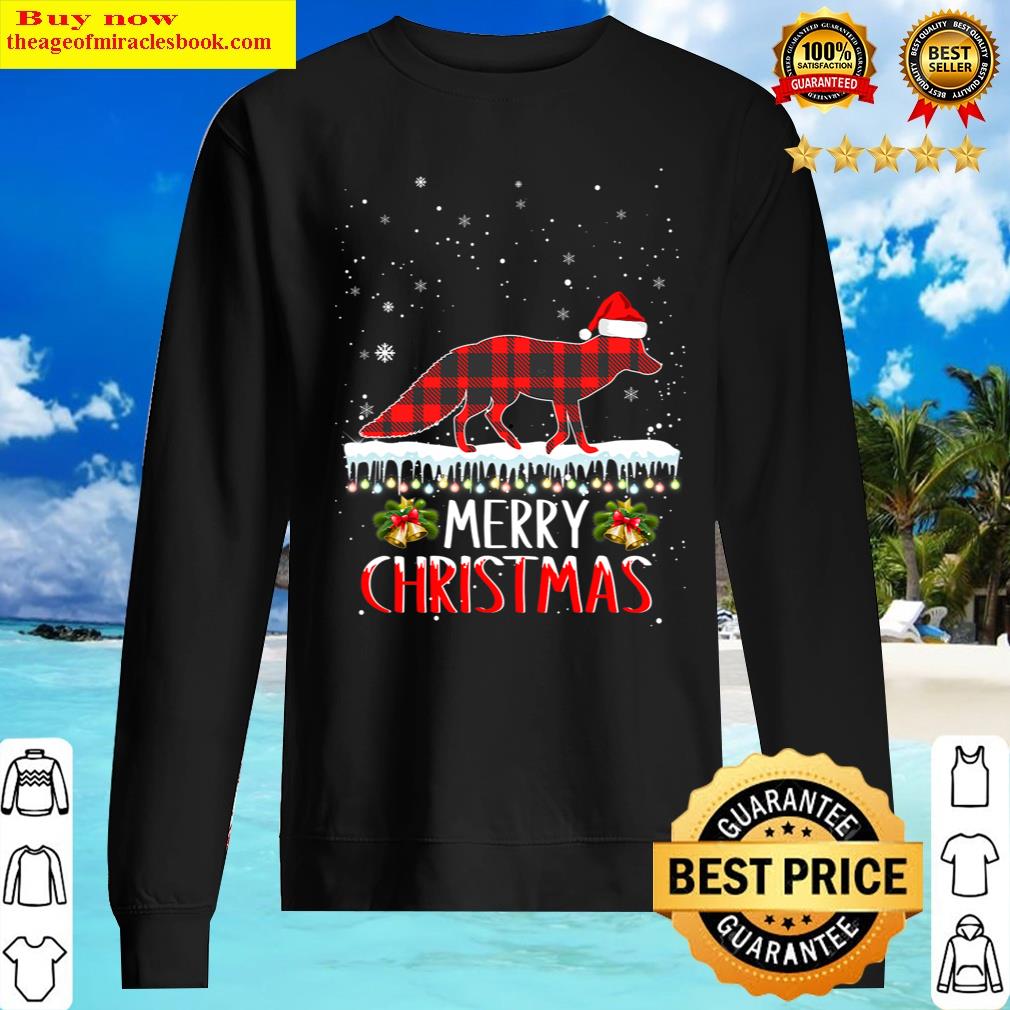 Fox Red Plaid Merry Christmas Pajama Funny Xmas Animal Gift Shirt Sweater