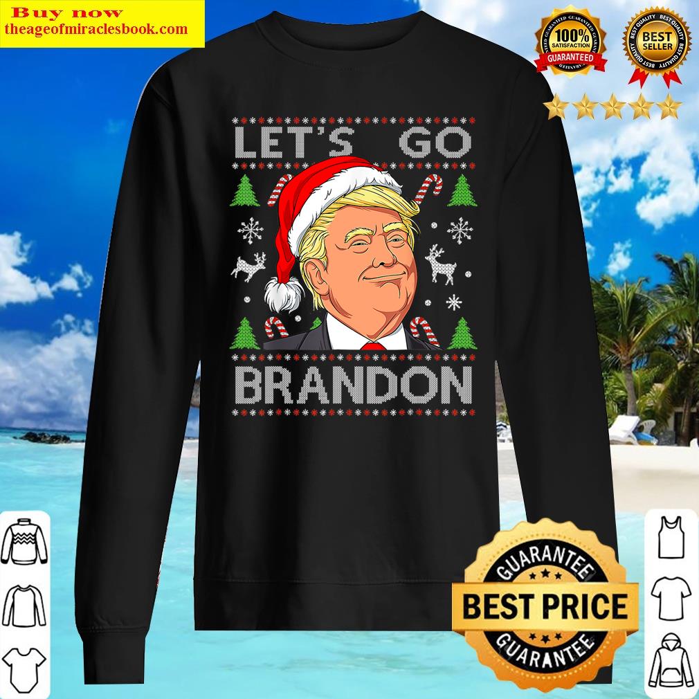 funny lets go brandon trump ugly christmas sweater
