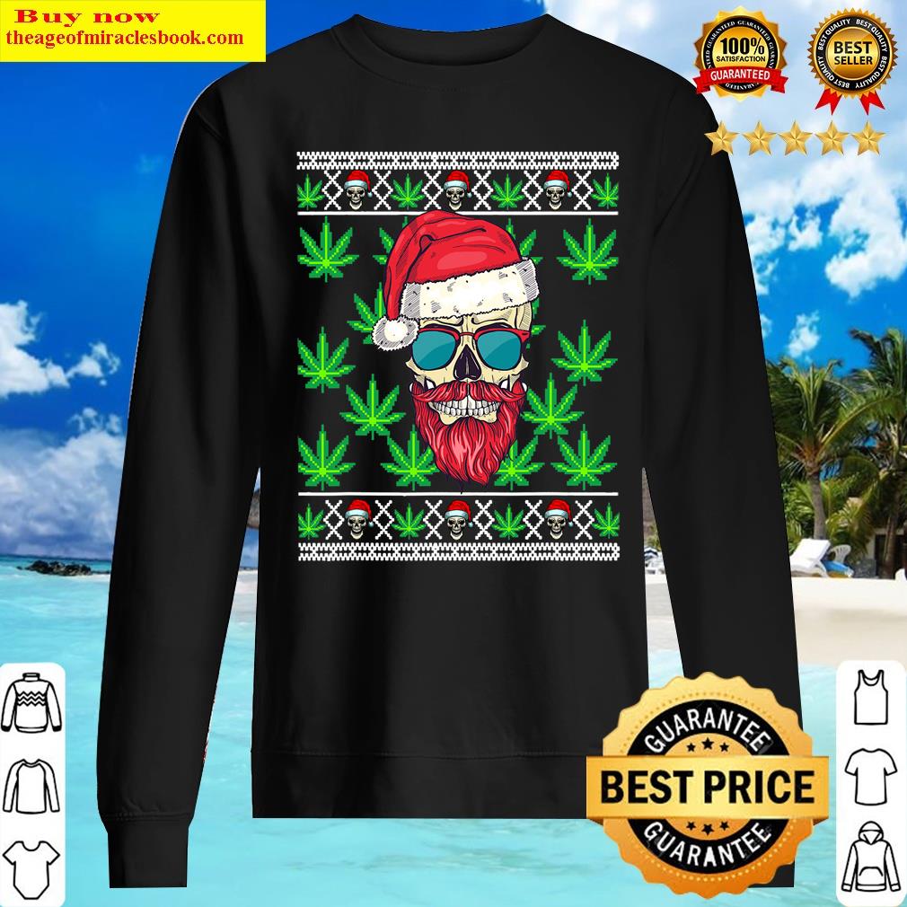 funny weed santa skull merry weedmas cannabis addicted gift sweater