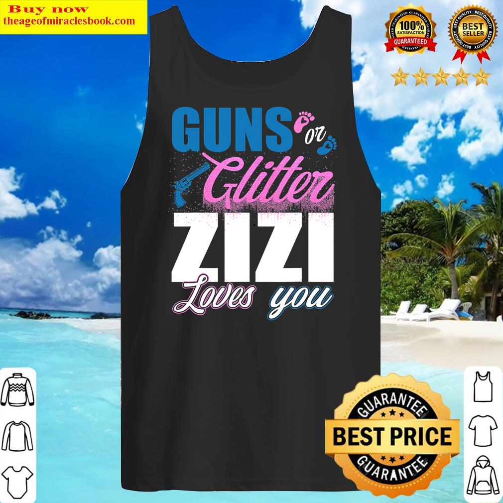 Gender Reveal Guns Or Glitter Zizi Matching Baby Party Shirt Tank Top