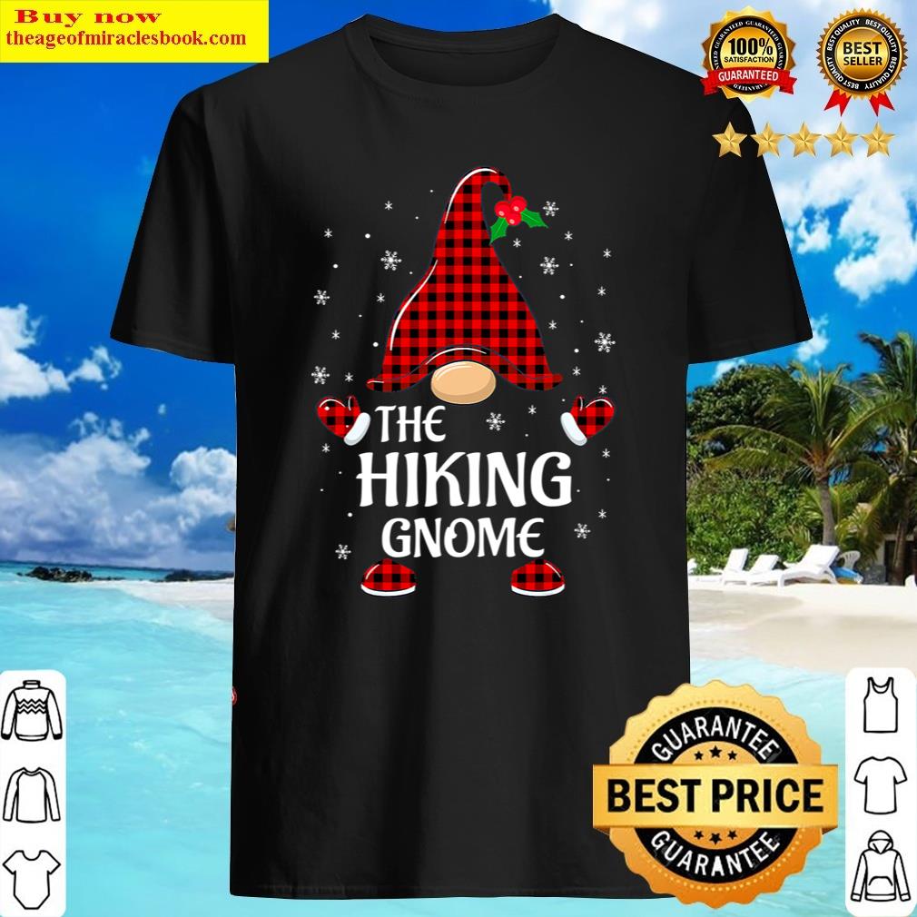 Hiking Gnome Buffalo Plaid Matching Christmas Pajama Shirt Shirt