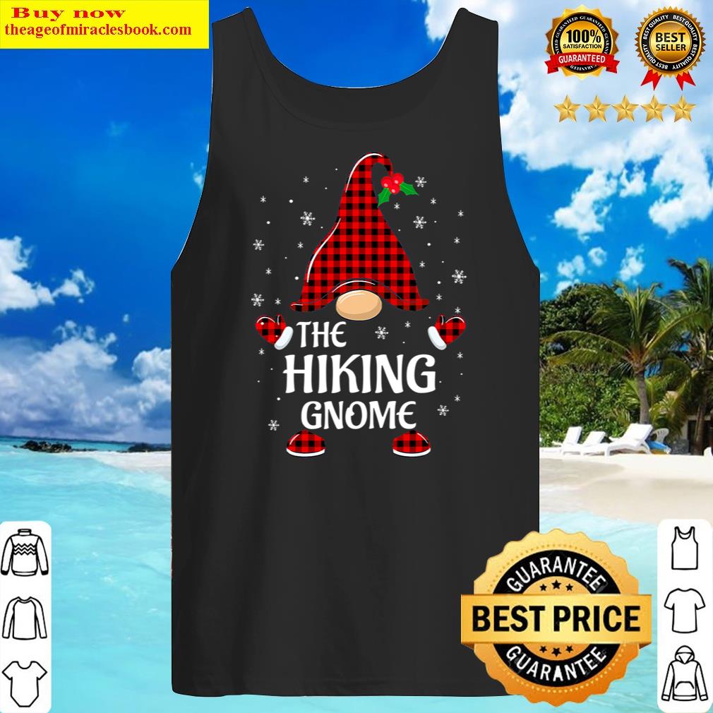 Hiking Gnome Buffalo Plaid Matching Christmas Pajama Shirt Tank Top