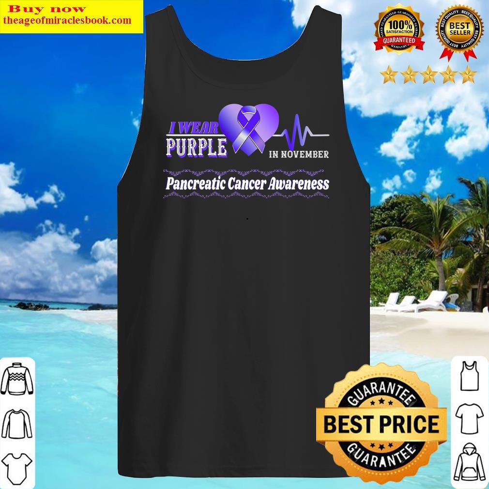I Wear Purple In November Pancreatic Cancer Heartbeat Shirt Tank Top