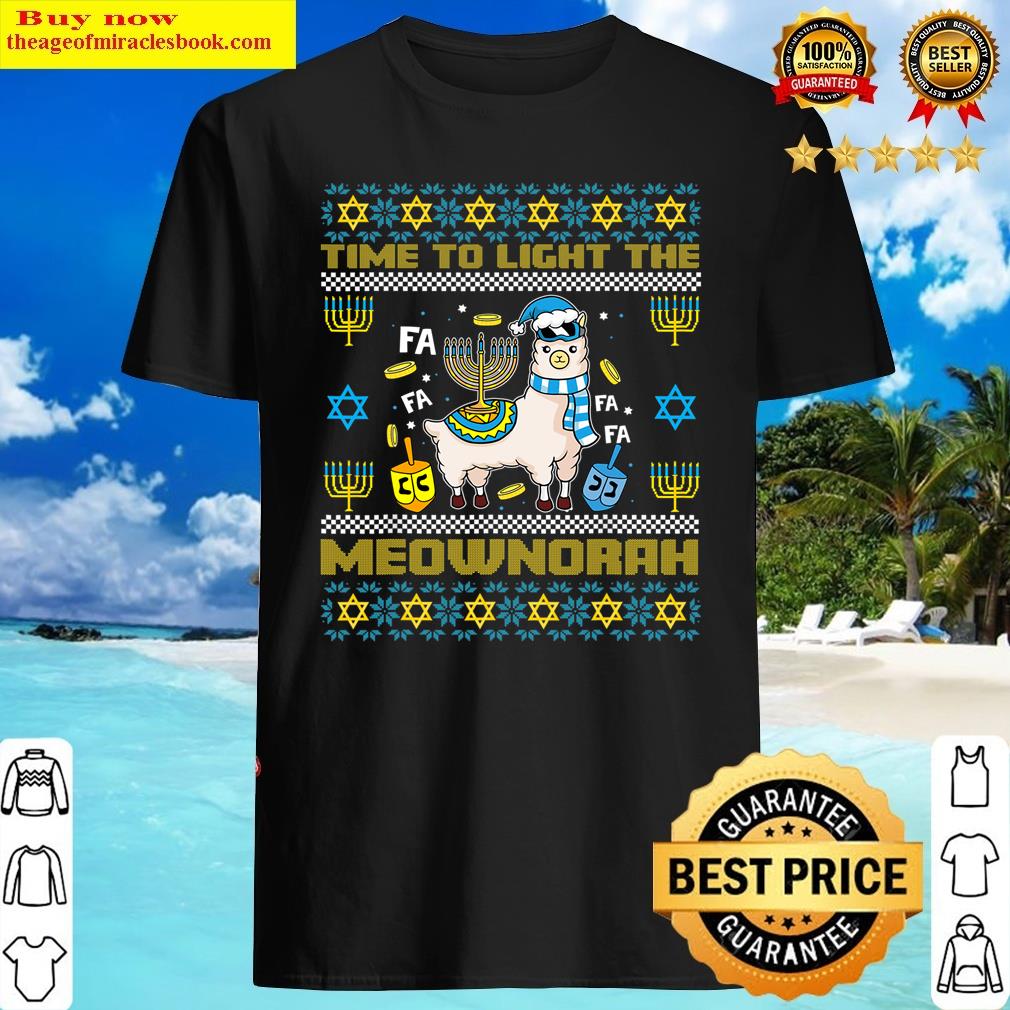 Menorah Hanukkah Llama Tee Cute Alpaca Chanukah Gift Shirt