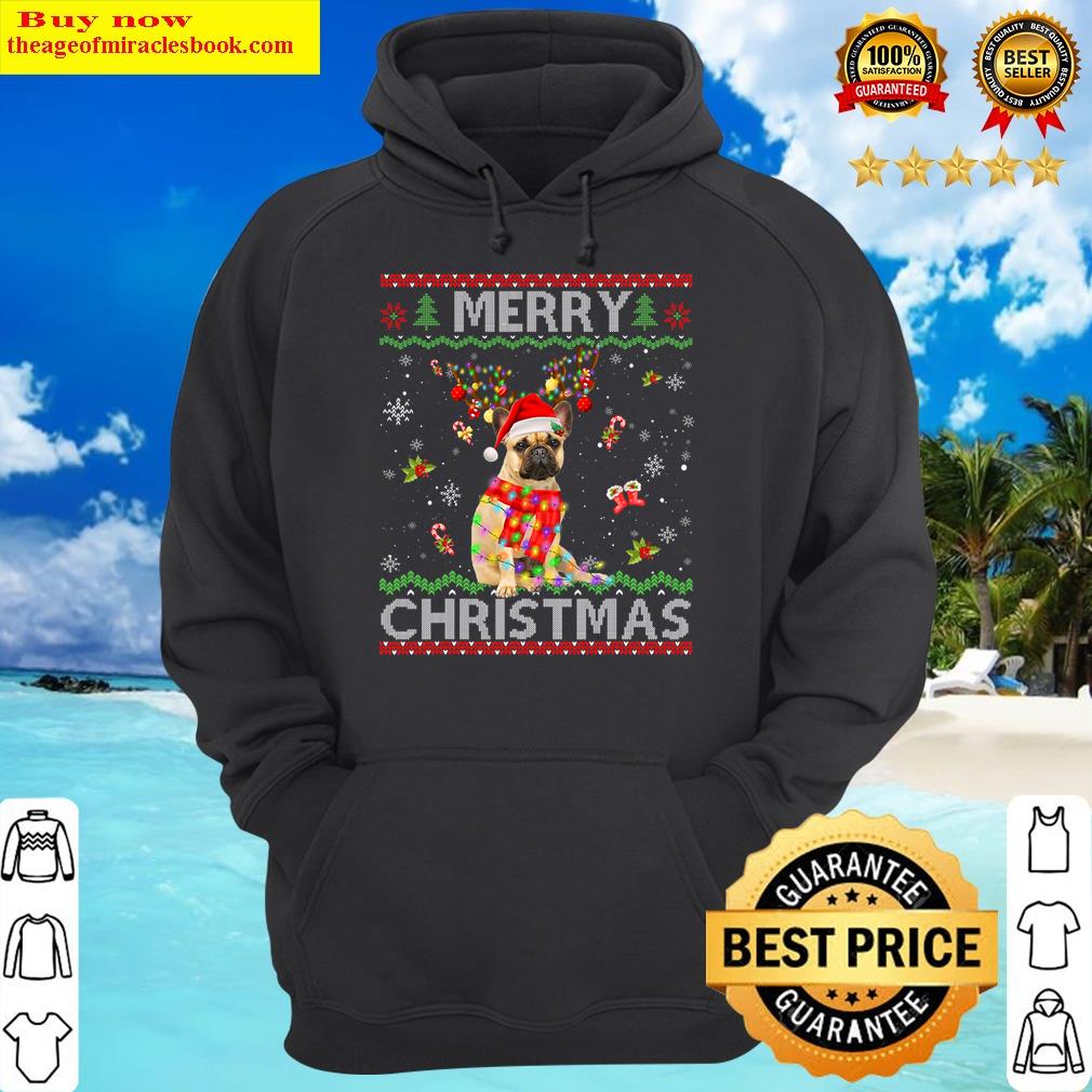 merry christmas funny french bulldog funny xmas ugly hoodie