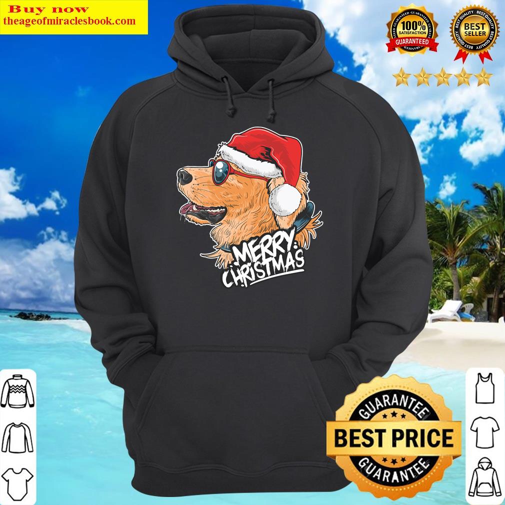 Merry Christmas Labrador Dog With Sunglasses Santa Hat Xmas Long Sleeve Shirt Hoodie