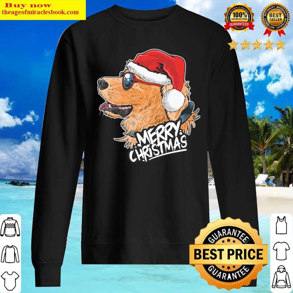 merry christmas labrador dog with sunglasses santa hat xmas long sleeve sweater