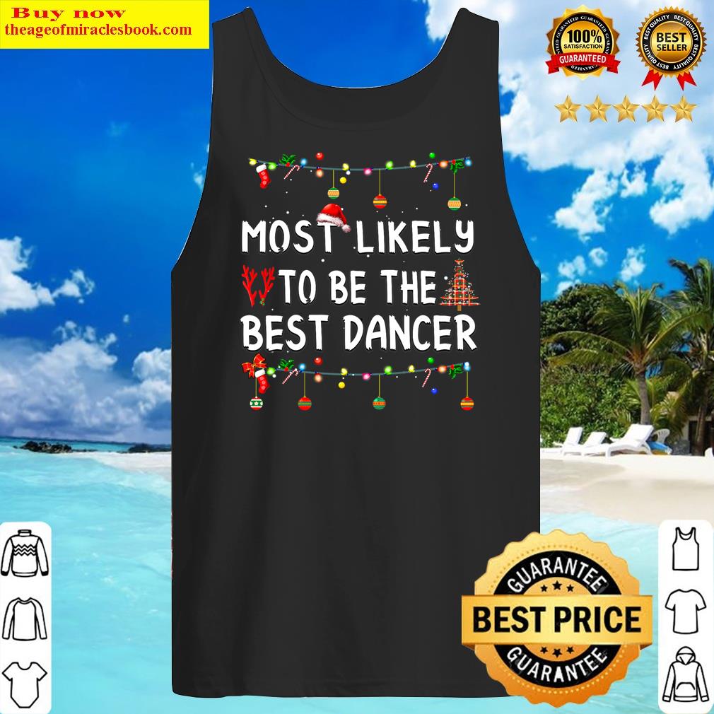 most likely to christmas funny matching family pajamas tank top