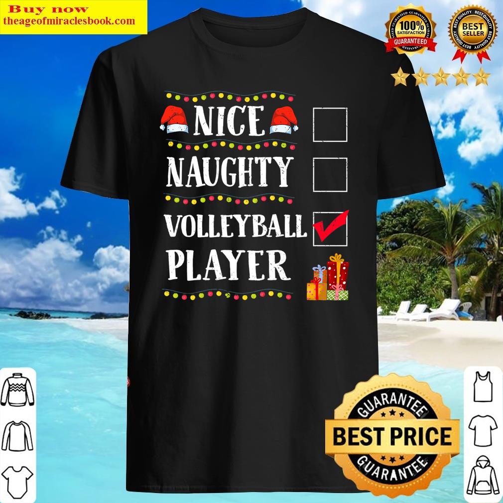nice naughty volleyball player christmas santa claus fun shirt