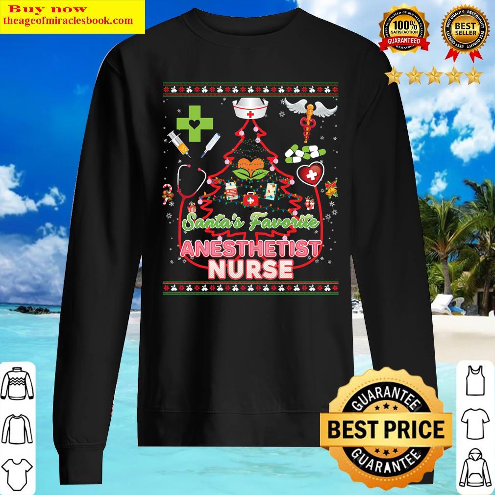 Santa's Favorite Anesthetist Nurse Christmas Tree Long Sleeve Shirt Sweater
