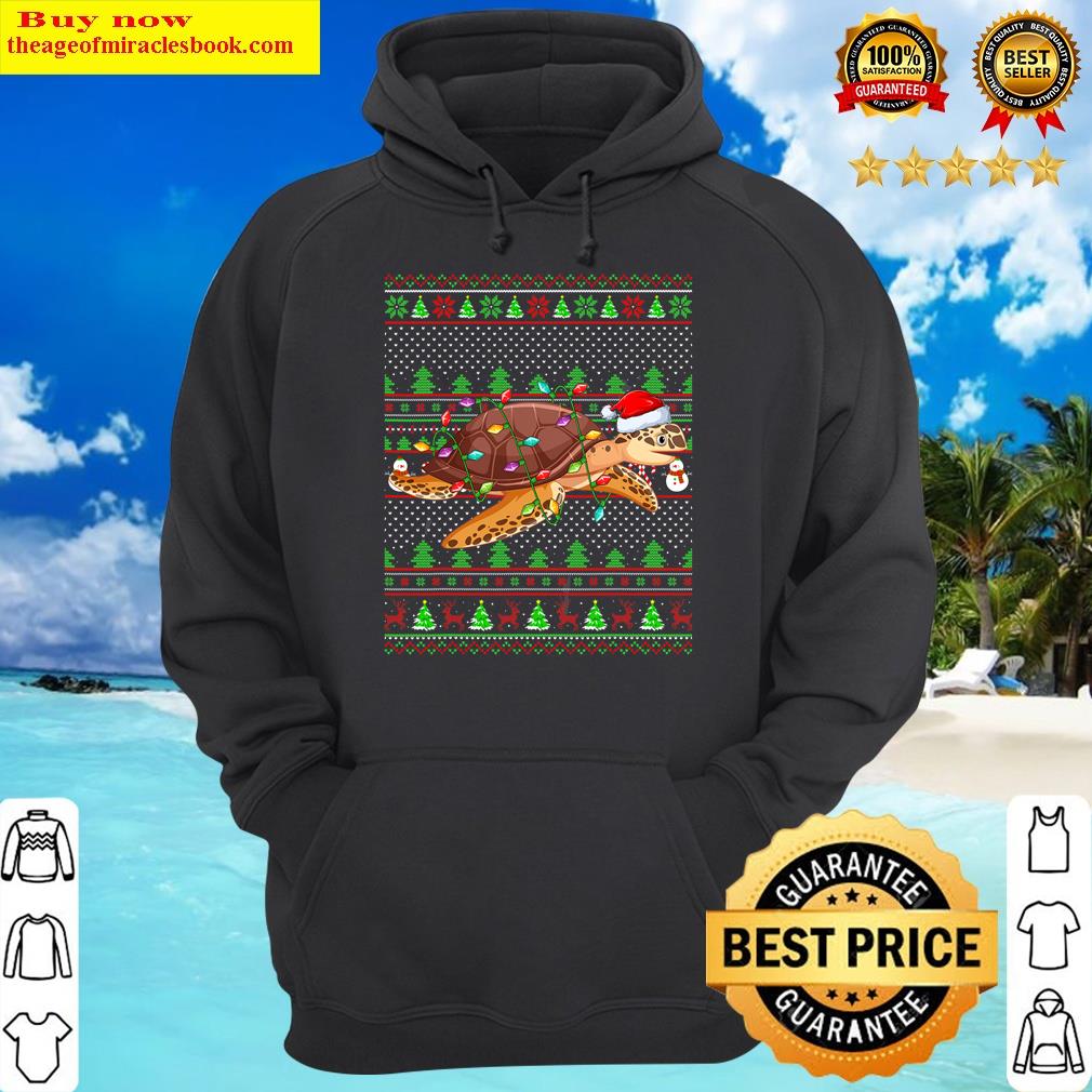 sea turtle lover family matching ugly sea turtle christmas hoodie